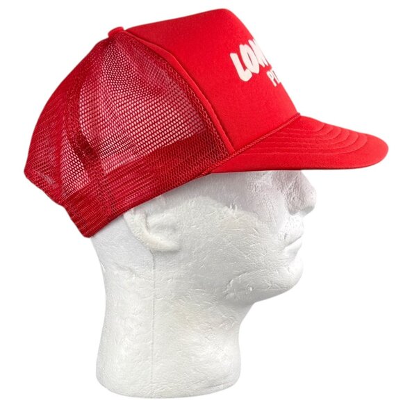 Vintage 80s Longos Pizza Red Trucker Hat Snapback Mesh Cap Adult Fit All - Picture 4 of 6